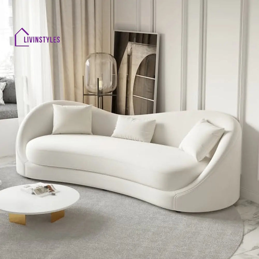 Amara White Upholstered Sofa 3 Seater For Living Room