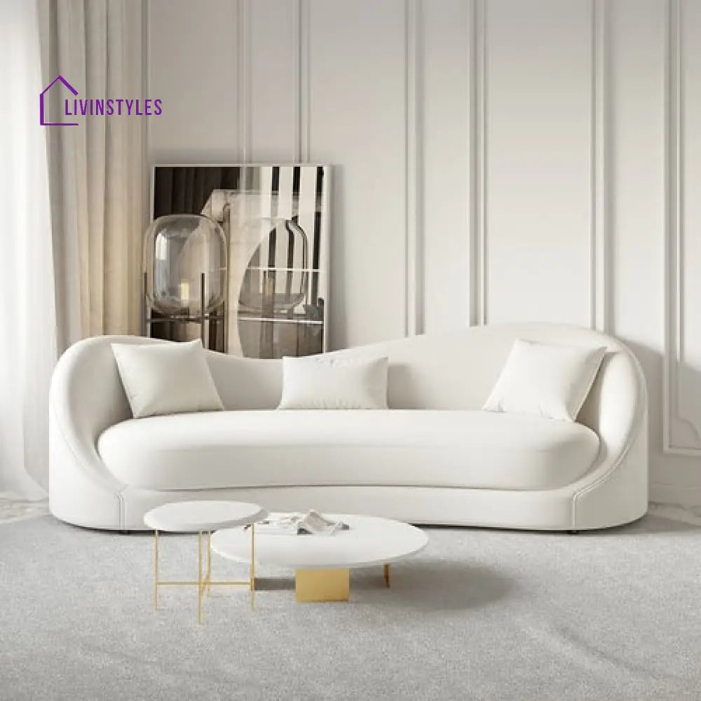 Amara White Upholstered Sofa 3 Seater For Living Room