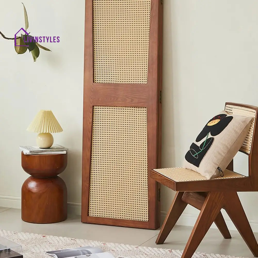 Amaris Wooden and Cane Weaving Room Partition for Living Room