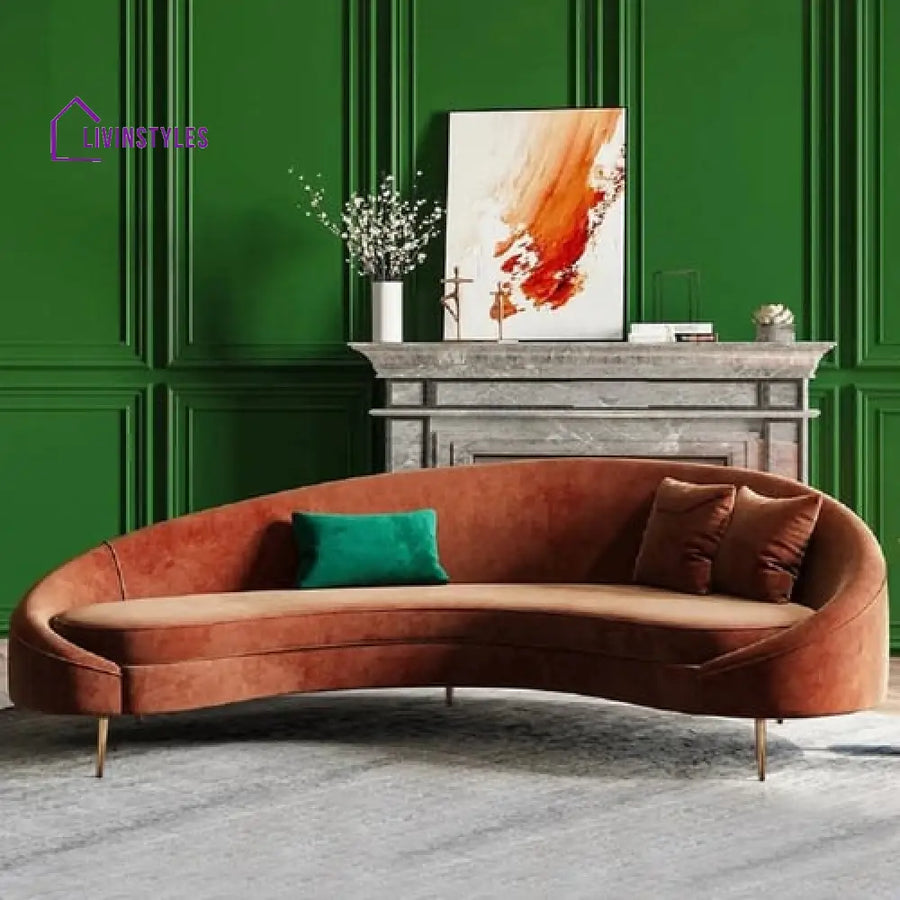 Amaya Bronze Velvet Curved Sofa 3 Seater