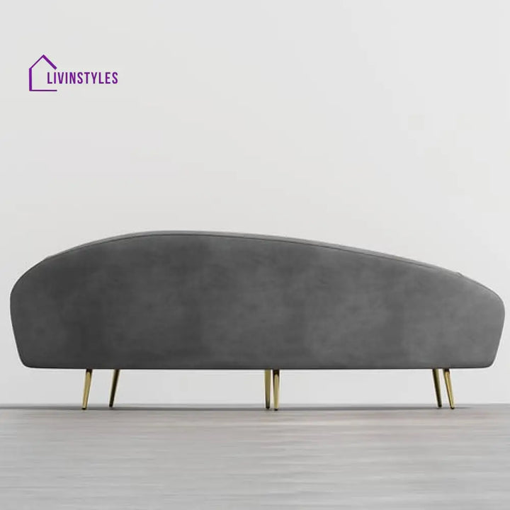 Amaya Gray Velvet Curved Sofa 3 Seater