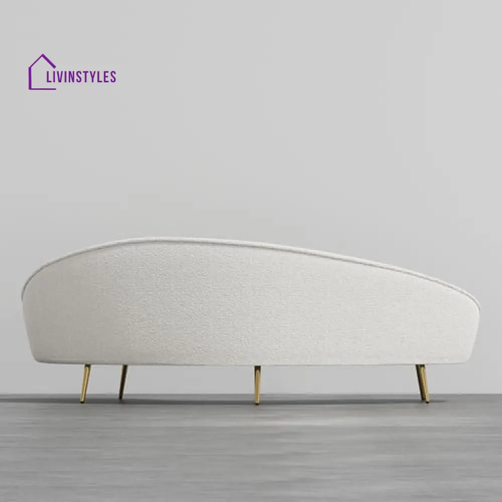 Amaya White Velvet Curved Sofa 3 Seater