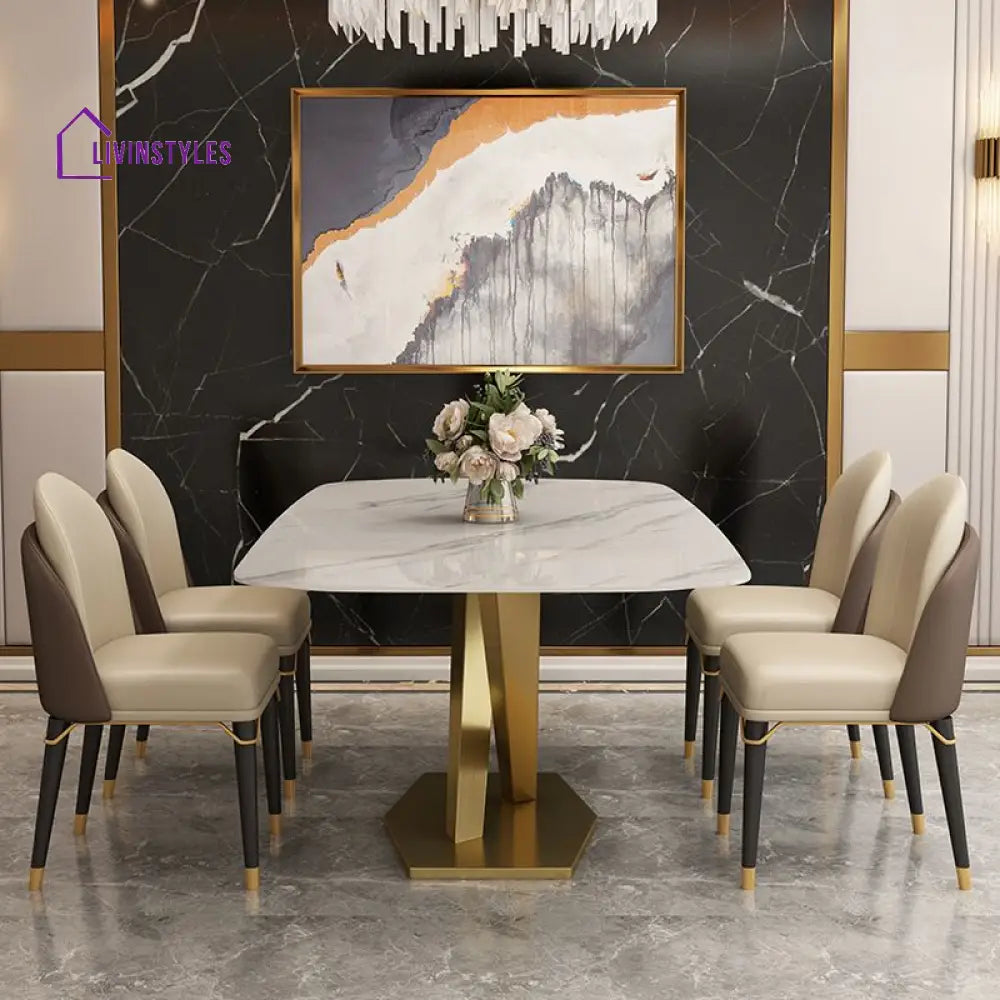 Amazing Luxury Modern Rectangle White Marble Dining Table