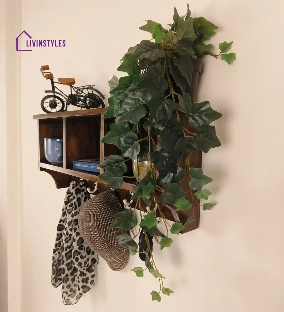 Ambrosia Wooden Wall Shelf Organiser With Key Holders