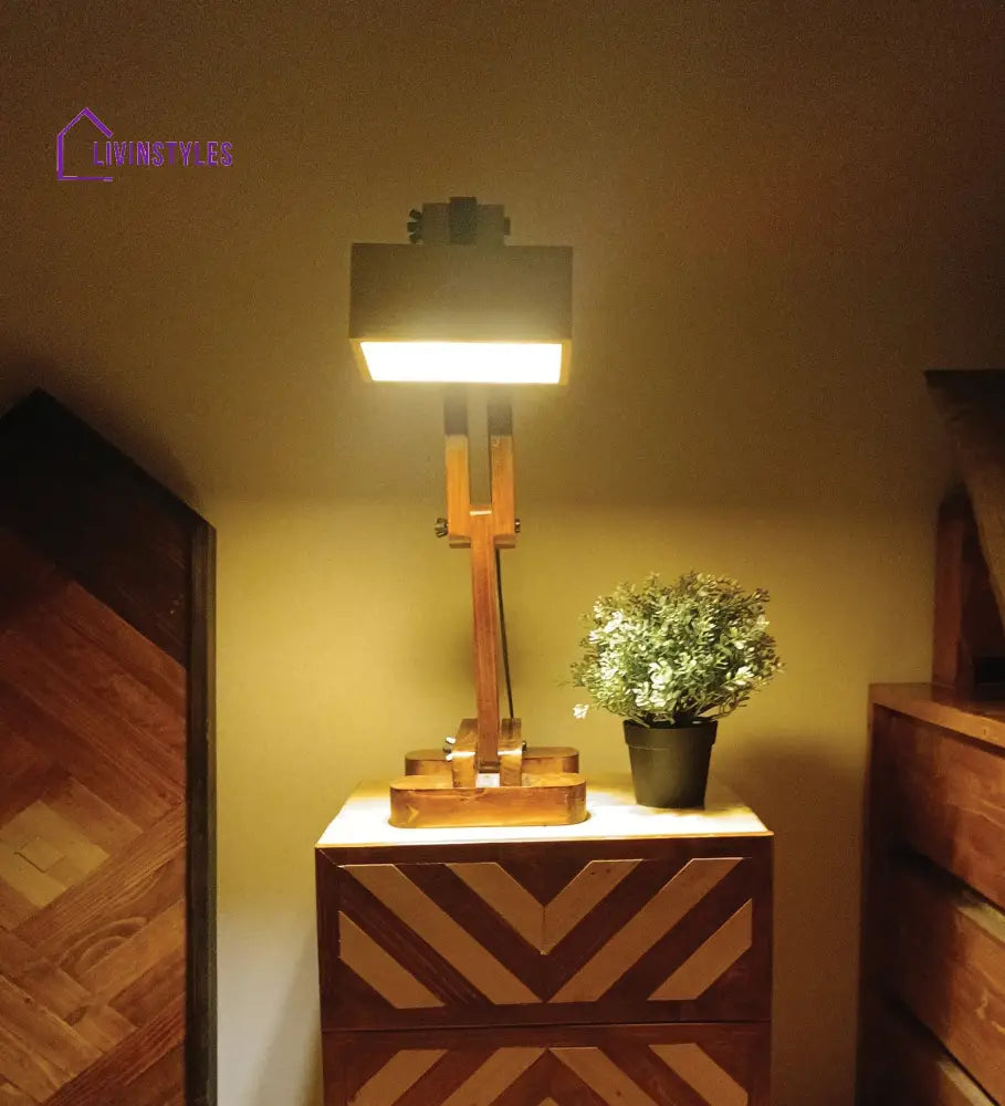 Amelia Brown Wooden Table Lamp With Lampshade Lamps