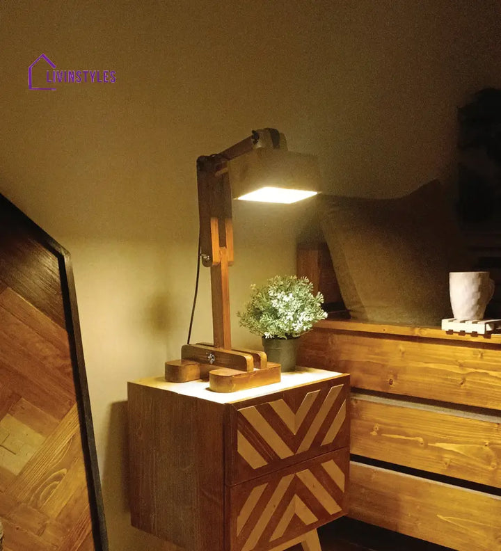 Amelia Brown Wooden Table Lamp With Lampshade Lamps