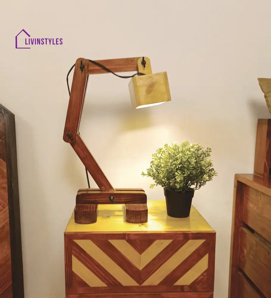 Amelia Brown Wooden Table Lamp With Lampshade Lamps