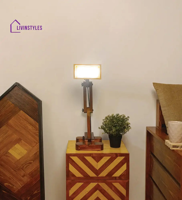 Amelia Brown Wooden Table Lamp With Lampshade Lamps