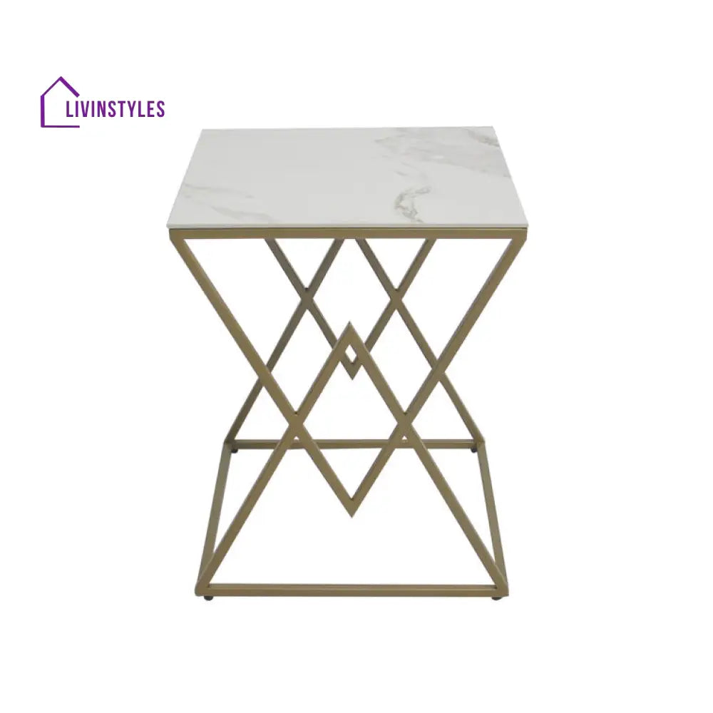 Amelia Metal And Marble Top Side Table