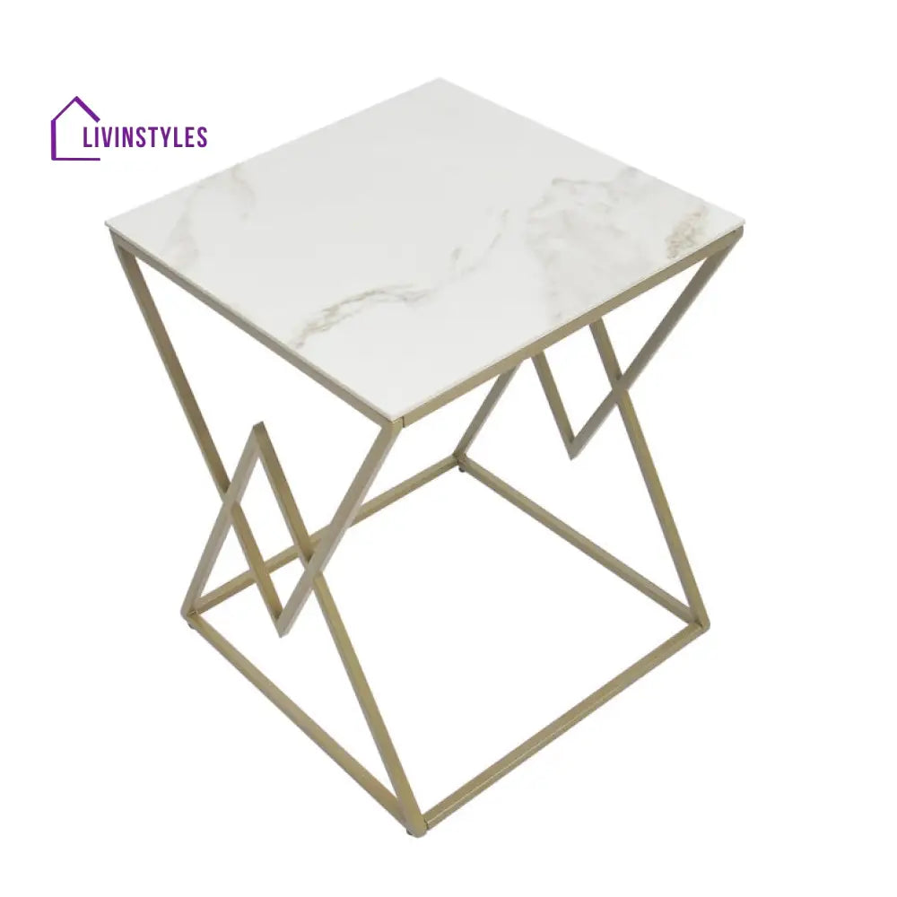 Amelia Metal And Marble Top Side Table