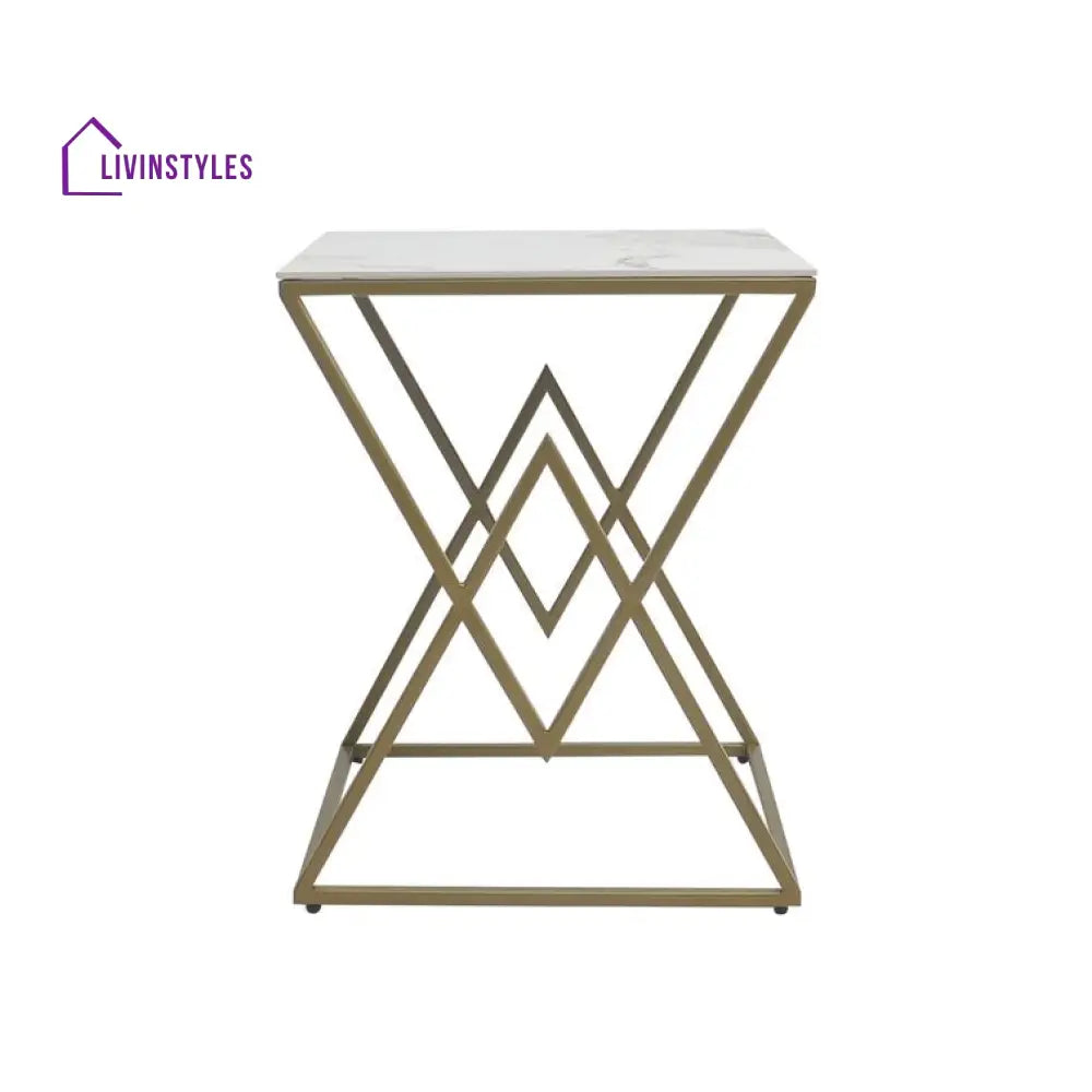 Amelia Metal And Marble Top Side Table