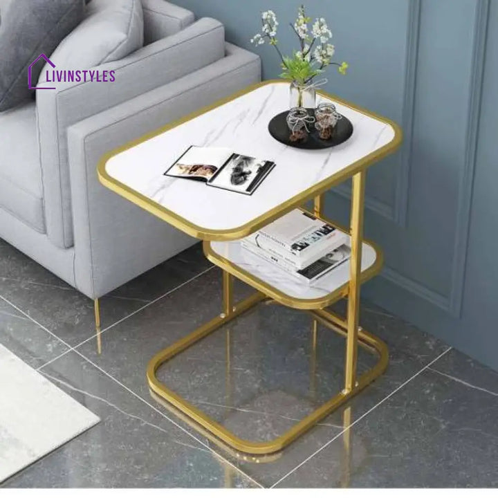 Amit Metal And Marble Side Table End Tables