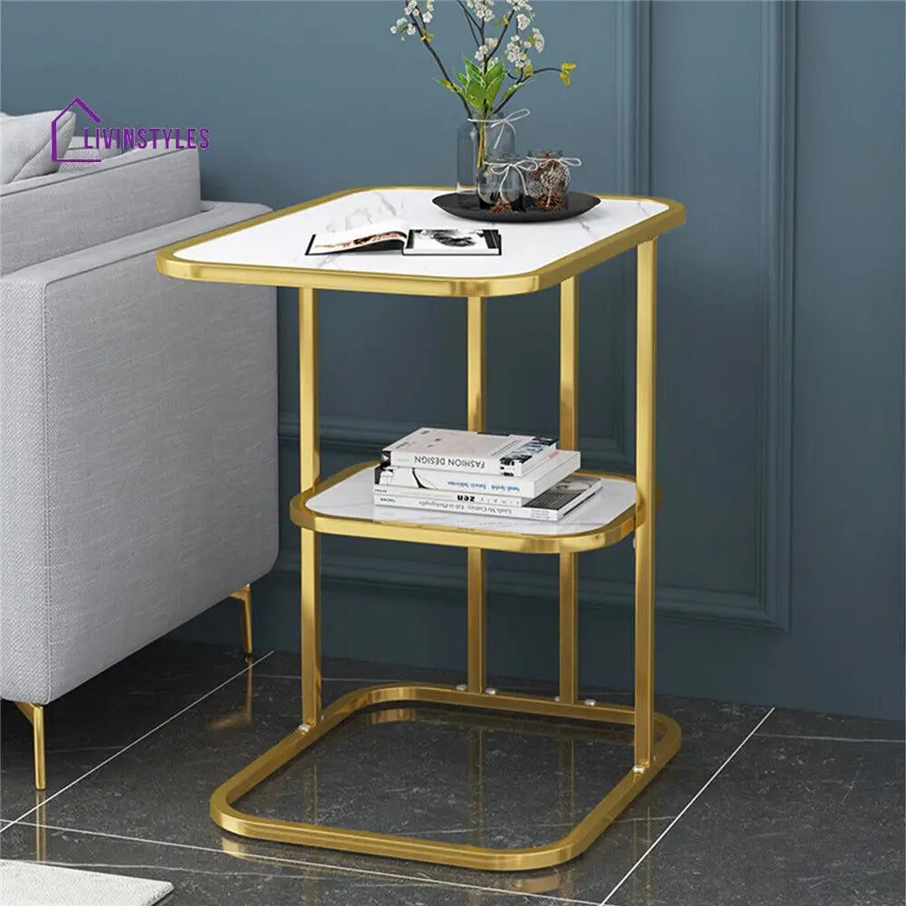 Amit Metal And Marble Side Table End Tables