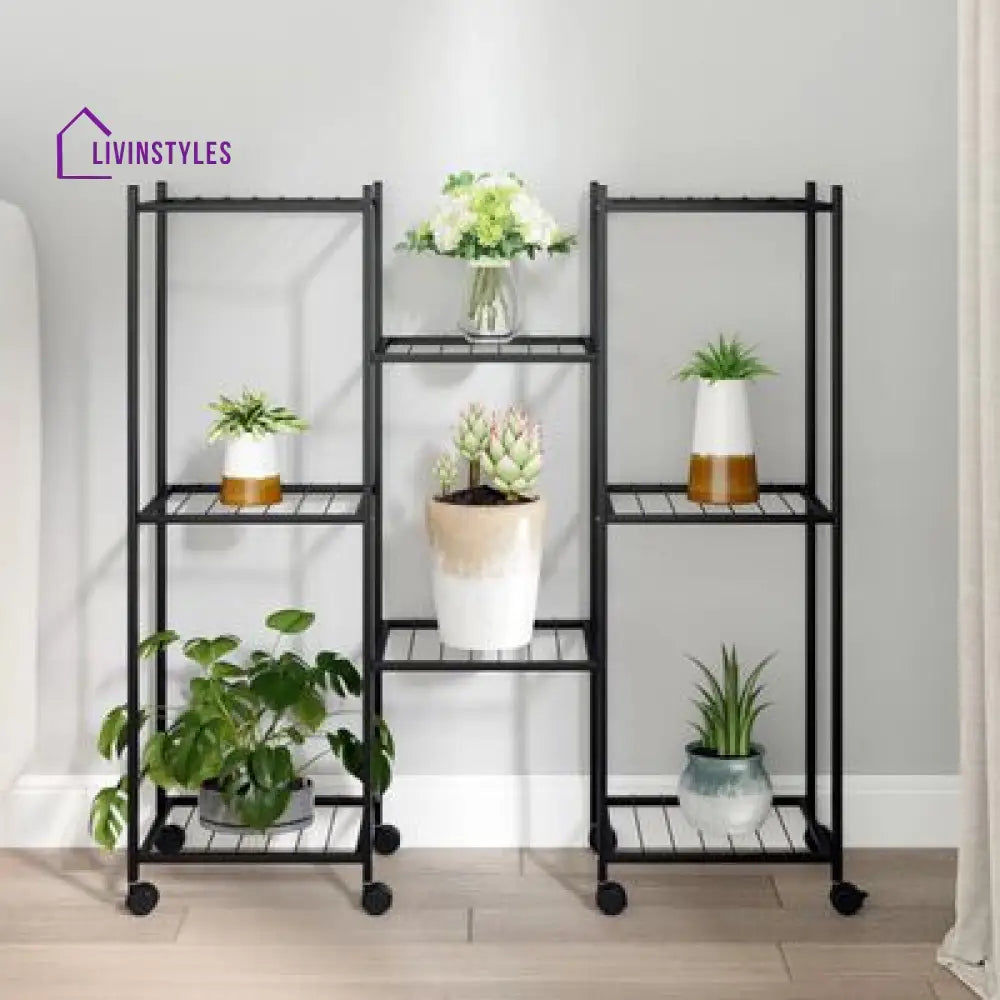 Amit Metal Plant Stand With Four Wheels For Balcony