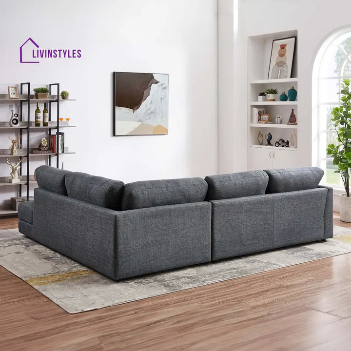 Amita Gray L Shaped Sofa For Living Room