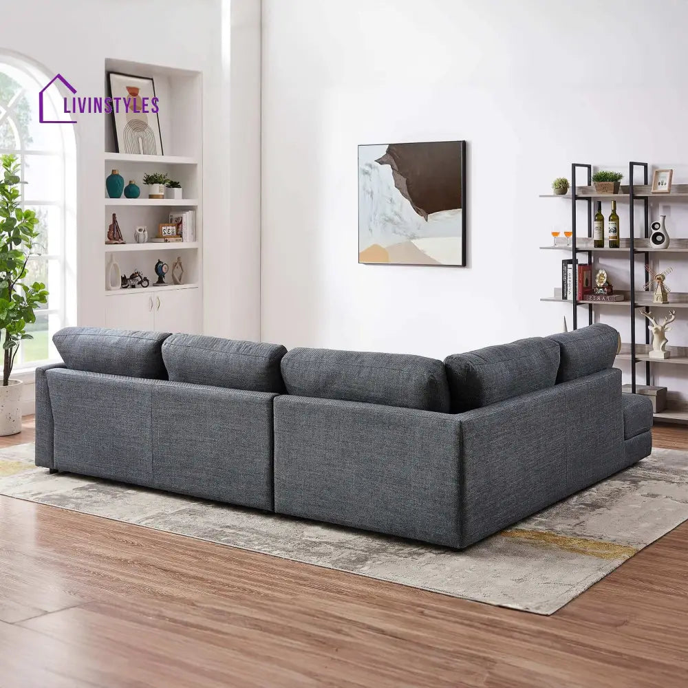 Amita Gray L Shaped Sofa For Living Room