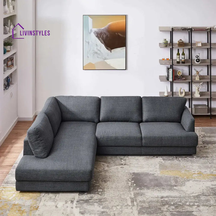 Amita Gray L Shaped Sofa For Living Room