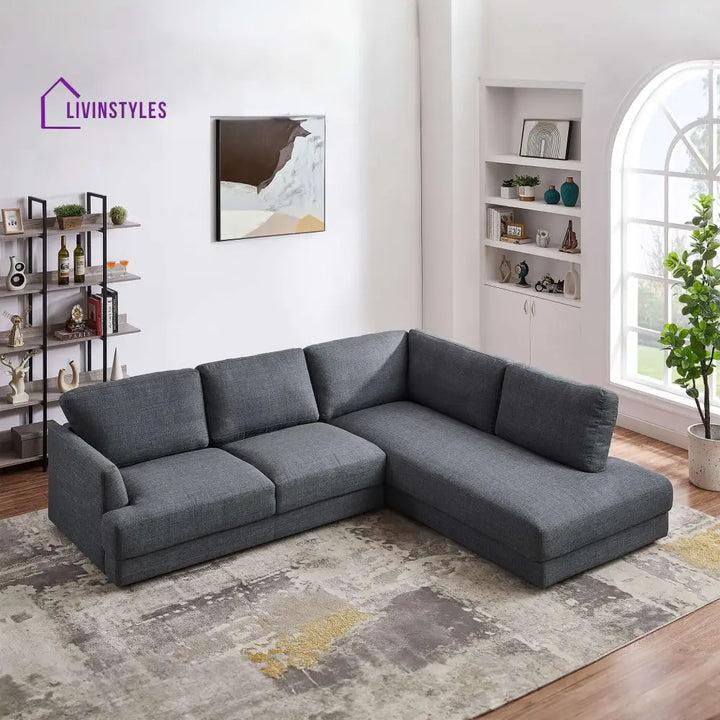 Amita Gray L Shaped Sofa For Living Room