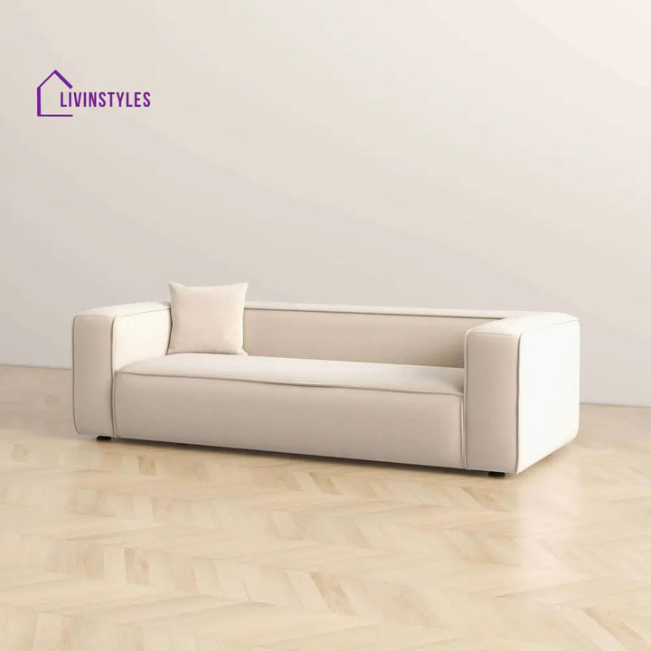 Amreen Cream Three Seater Sofa For Living Room