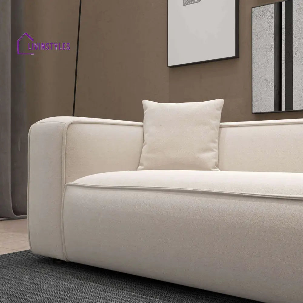 Amreen Cream Three Seater Sofa For Living Room