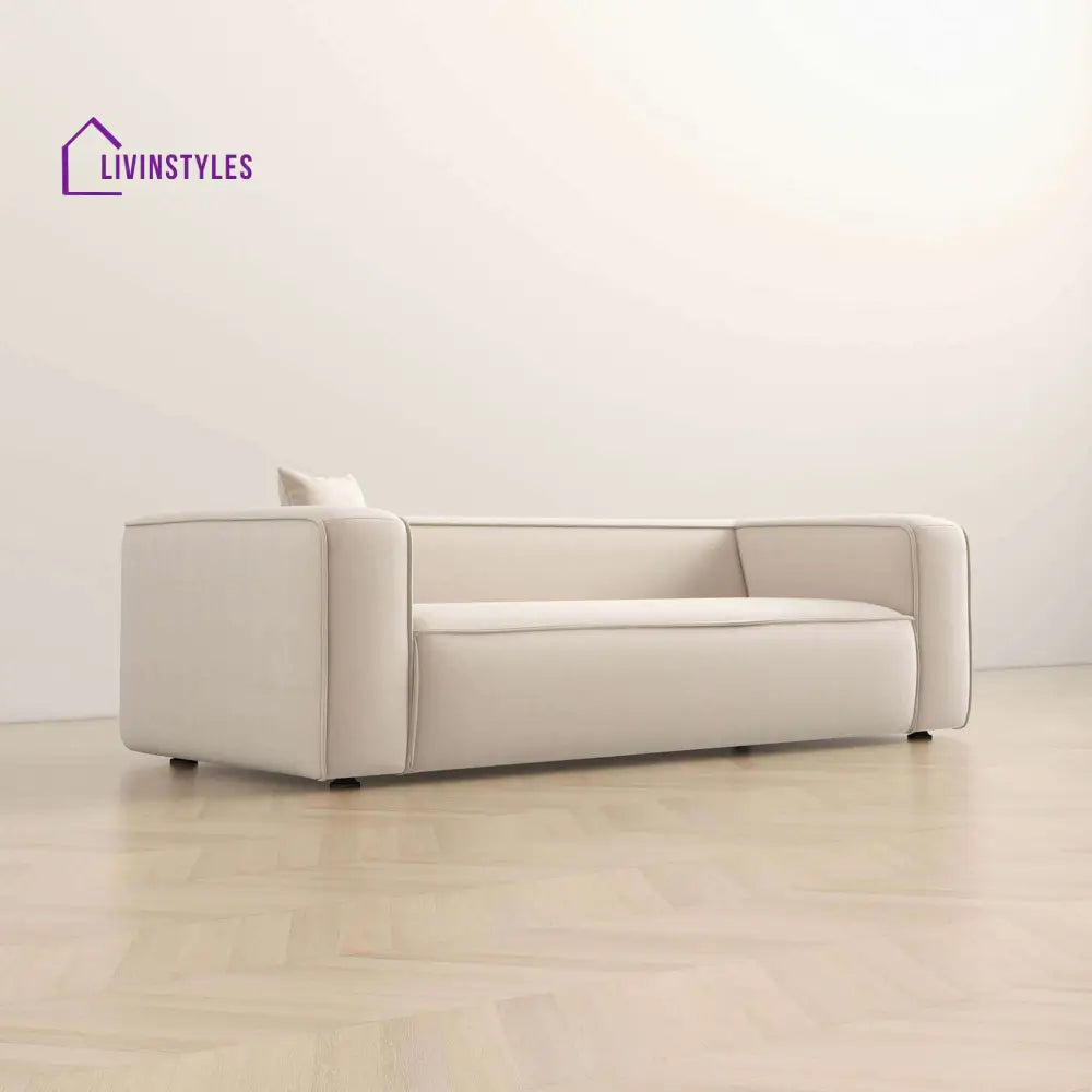 Amreen Cream Three Seater Sofa For Living Room