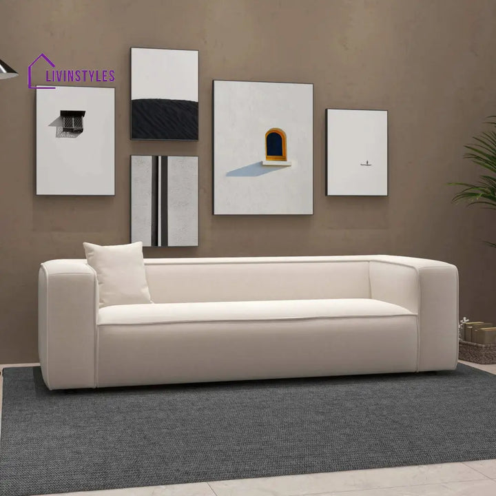 Amreen Cream Three Seater Sofa For Living Room