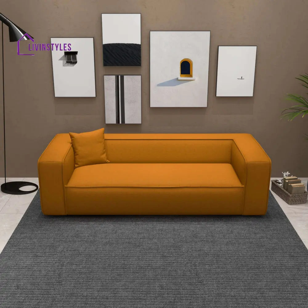 Amreen Dark Yellow Three Seater Sofa For Living Room