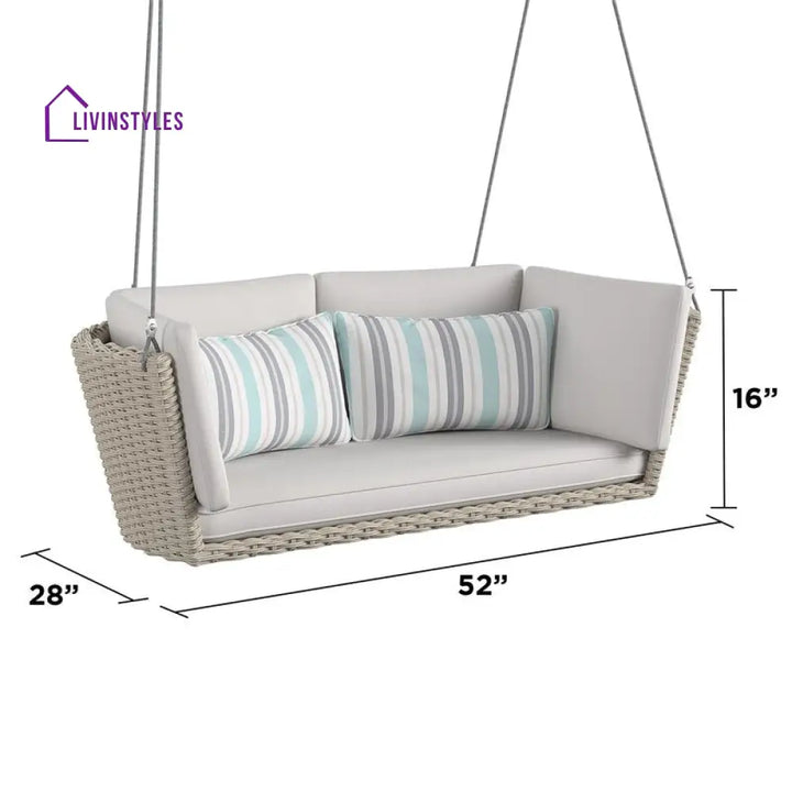 Amrita Double Seater Hanging Swing Without Stand For Balcony | Garden (Cream) Swings