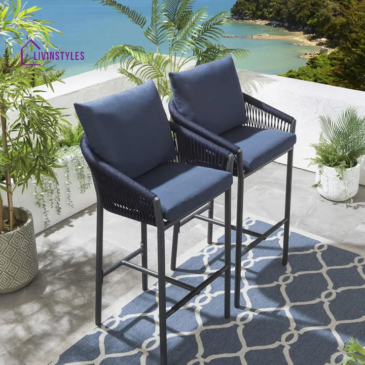 Amrita Outdoor Patio Bar Chair 2 Chairs For Balcony Braided & Rope Sets