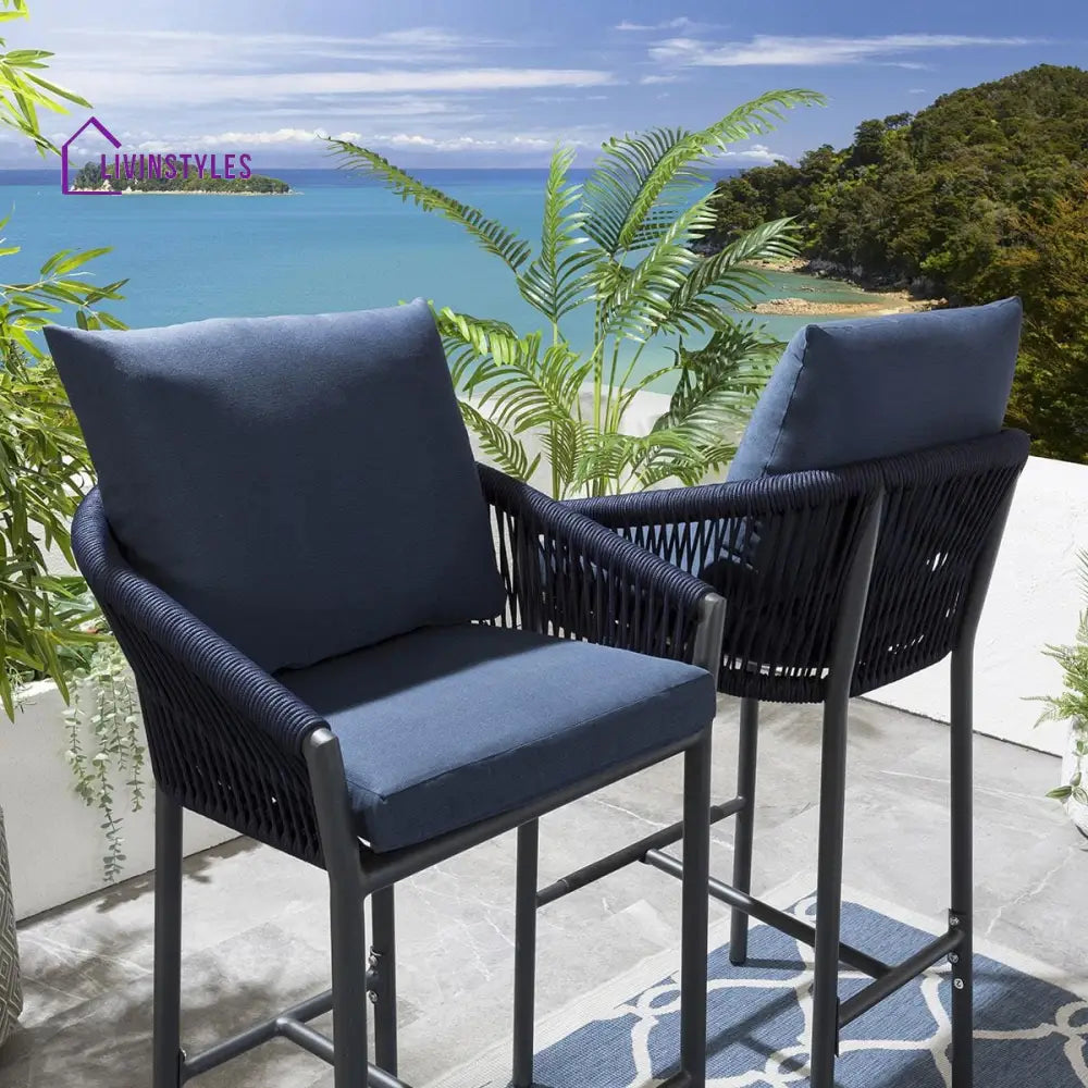 Amrita Outdoor Patio Bar Chair 2 Chairs For Balcony Braided & Rope Sets