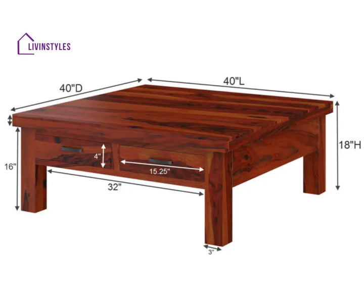 Amrita Sheesham Solid Wood Square Coffee Table