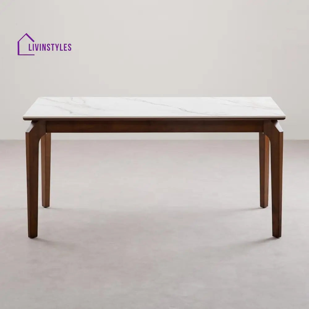 Amvrosiy Sheesham Wood Dining Table with Marble Top