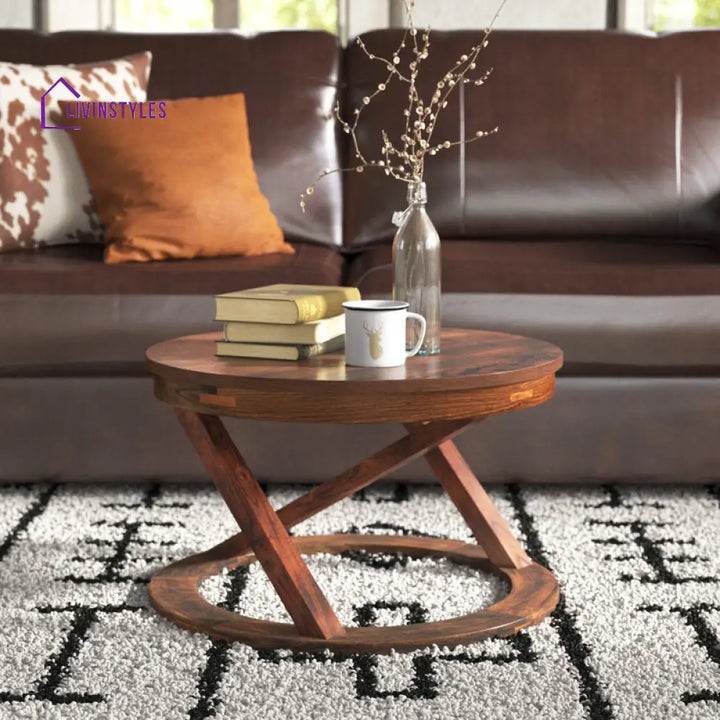 Anand Solid Wood Coffee Table For Living Room | Honey Finish