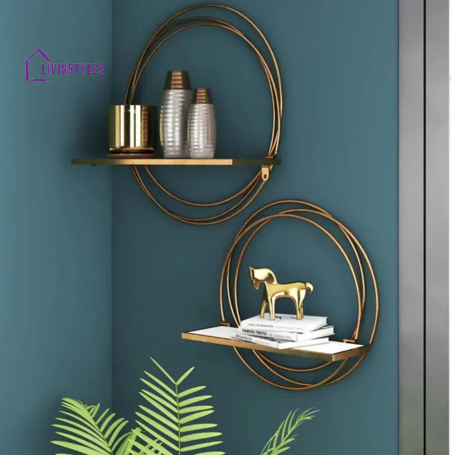 Ananya Circle Wall Shelf Set Metal Shelves