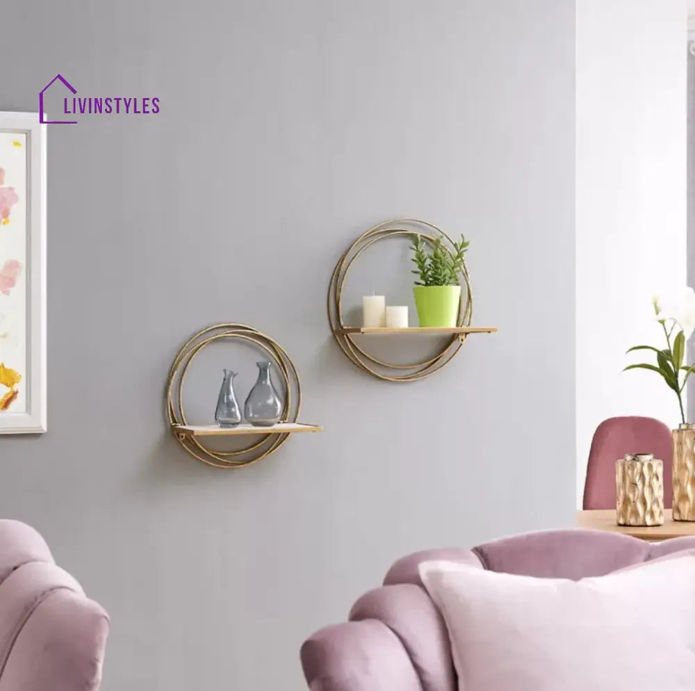 Ananya Circle Wall Shelf Set Metal Shelves