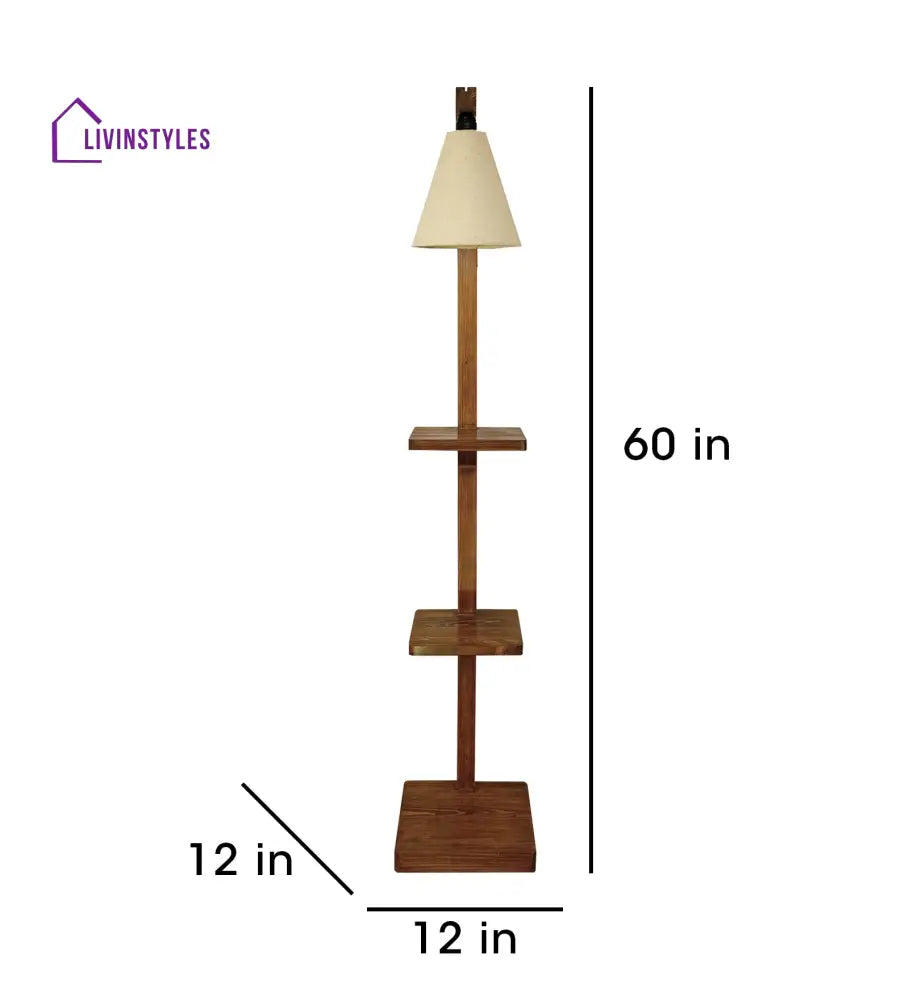 Andre Wooden Floor Lamp With Brown Base And Jute Fabric Lampshade Lamps