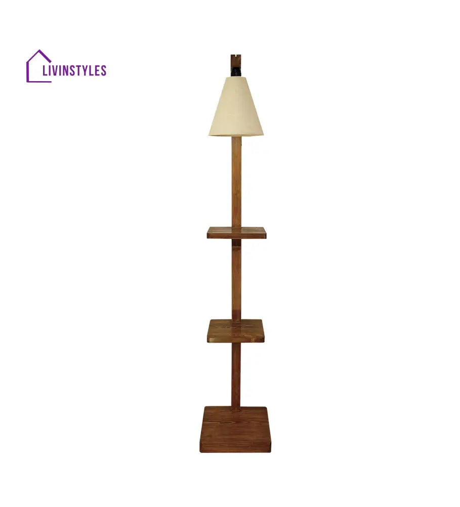 Andre Wooden Floor Lamp With Brown Base And Jute Fabric Lampshade Lamps