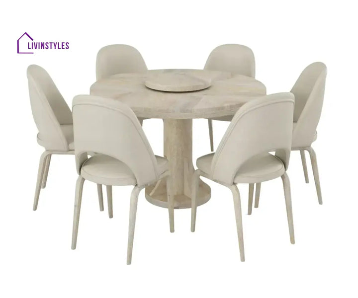 Anfisa Round Dining Table And Chairs For 6