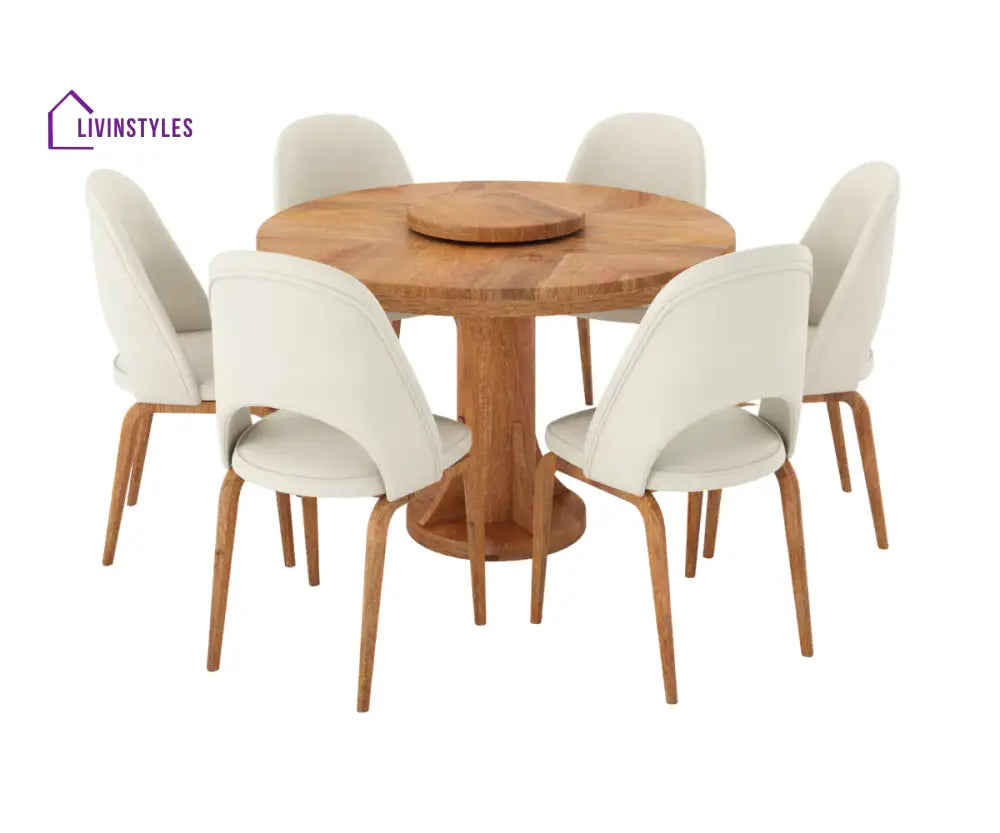 Anfisa Round Dining Table And Chairs For 6