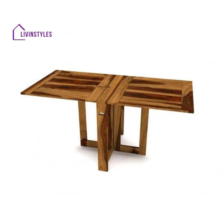 Angel’s Solid Sheesham Wood Six Seater Dining Set With Folding Table And Bench (Six Honey Finish)