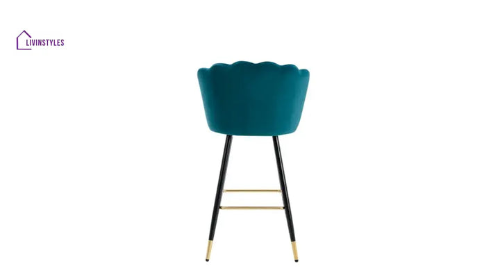 Teal Color Flower Counter Stool