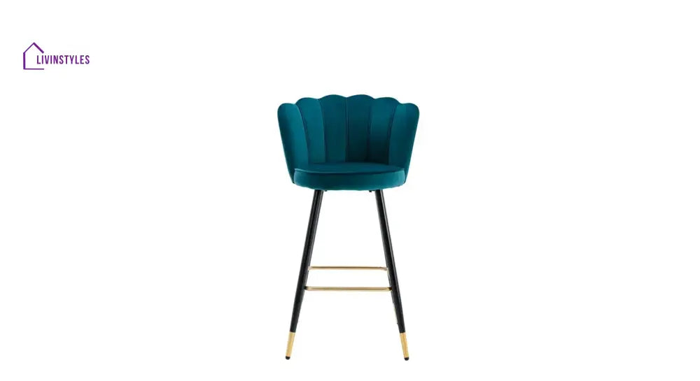 Teal Color Flower Counter Stool