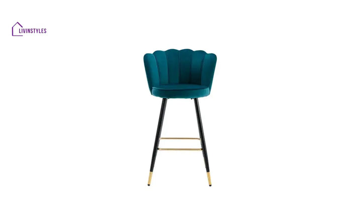 Teal Color Flower Counter Stool