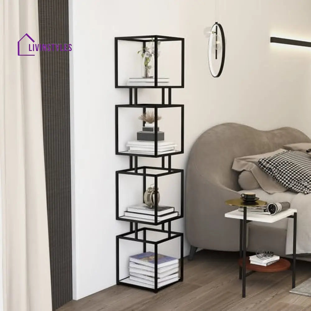 Anil Metal 4-Tier Bookshelf Tower - Black