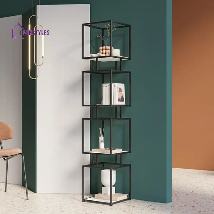 Anil Metal 4-Tier Bookshelf Tower - Black