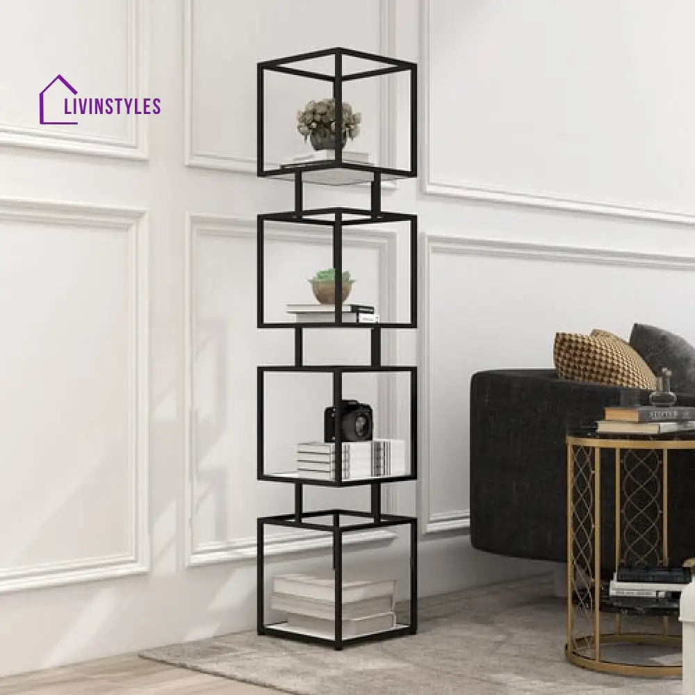 Anil Metal 4-Tier Bookshelf Tower - Black