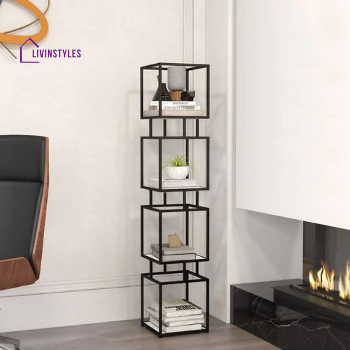 Anil Metal 4-Tier Bookshelf Tower - Black