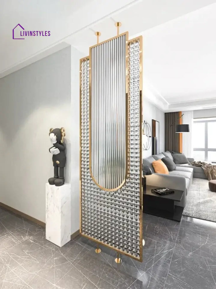 Anirudh Stainless Steel And Modern Glass Room Partition - Set Of 2