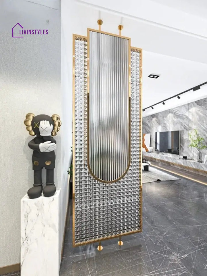 Anirudh Stainless Steel And Modern Glass Room Partition - Set Of 2