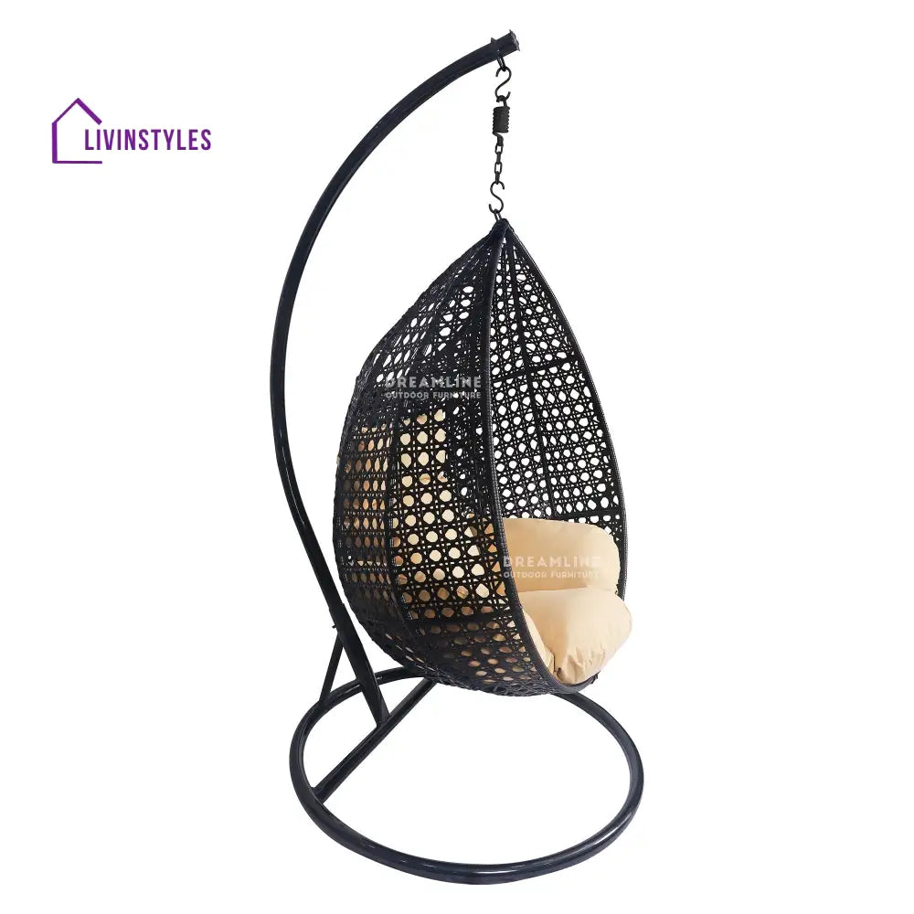 Anita Single Seater Hanging Swing With Stand For Balcony | Garden (Dark Brown) Swings